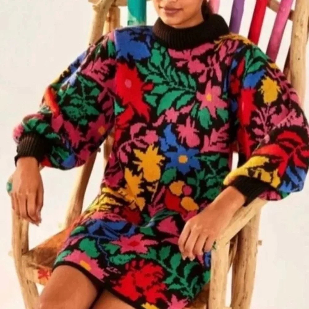 FARM Rio Colorful Floral Midi Dress - Picture 1 of 9